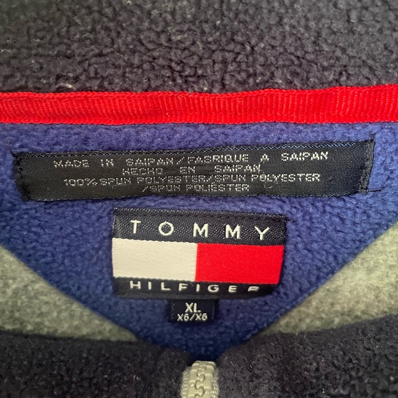 Vintage Grey Tommy Hilfiger Quarter (1/4) Zip Fleece Sweater - Picture 2 of 4